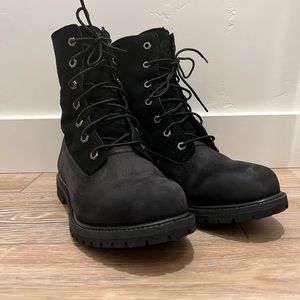 Timberland Authentics teddy fleece fold-down boots in black nubuck